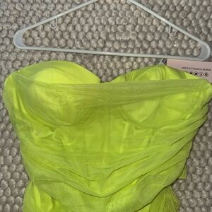 Oh Polly Lime Green Strapless Dress